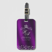 Glittering Crown Monogram Magenta Gepäckanhänger (Vorderseite Vertikal)