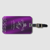 Glittering Crown Monogram Magenta Gepäckanhänger (Vorderseite (Horizontal))