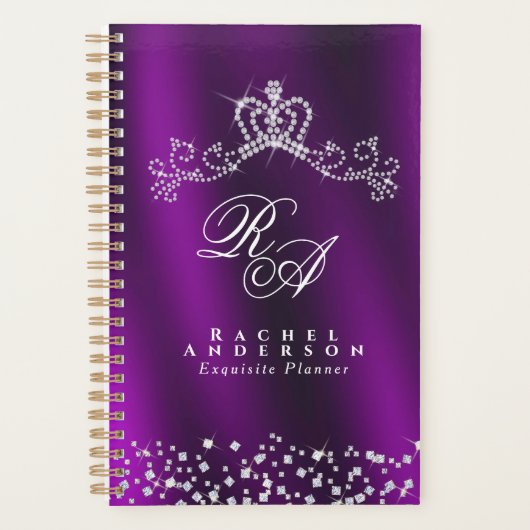 Glittering Crown Monogram Magenta Planer (Vorderseite)