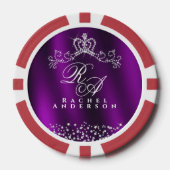 Glittering Crown Monogram Magenta Pokerchips (Vorderseite)