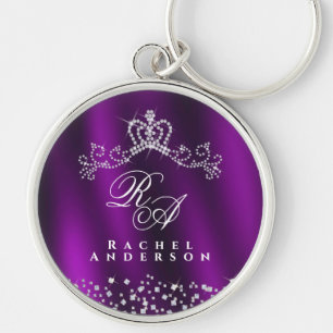 Glittering Crown Monogram Magenta Schlüsselanhänger