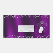 Glittering Crown Monogram Magenta Schreibtischunterlage (Tastatur & Maus)
