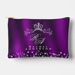 Glittering Crown Monogram Magenta Zubehörtasche