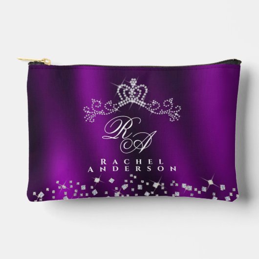 Glittering Crown Monogram Magenta Zubehörtasche (Vorderseite)