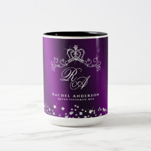 Glittering Crown Monogram Magenta Zweifarbige Tasse