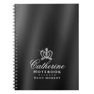 Glittering Crown Satin Black Notizblock