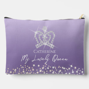 Glittering Crown Satin Lila Zubehörtasche