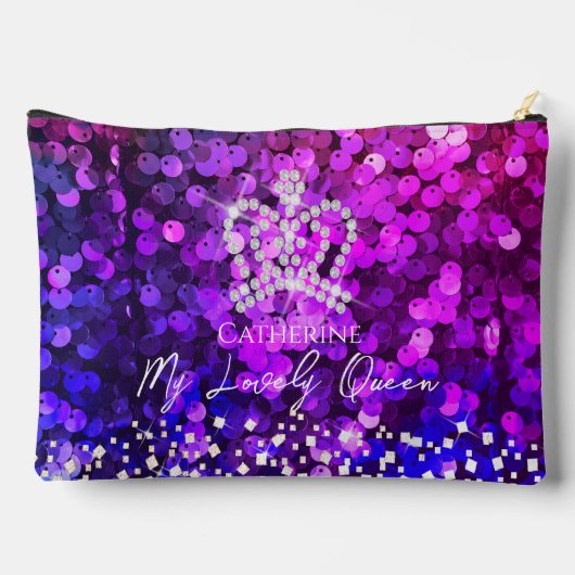 Glittering Crown Sequin Magenta Zubehörtasche (Rückseite)