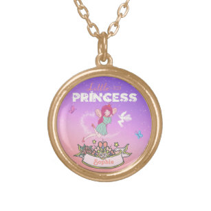 👸 Glittering Fairy Princess Individuelle Name    Vergoldete Kette