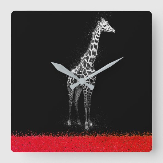 Glittering Giraffe Quadratische Wanduhr (Vorderseite)