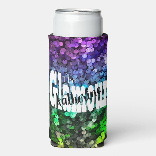 Glittering Glamour Sequin Selters Dosenkühler (Seltzer Vorderseite)