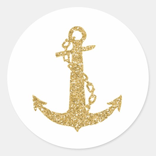 Glittering Gold Anchor Runder Aufkleber (Vorderseite)