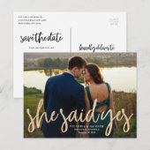 Glittering Gold Save the Date Postcard Ankündigungspostkarte (Vorne/Hinten)