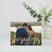 Glittering Gold Save the Date Postcard Ankündigungspostkarte (Stehend Vorderseite)