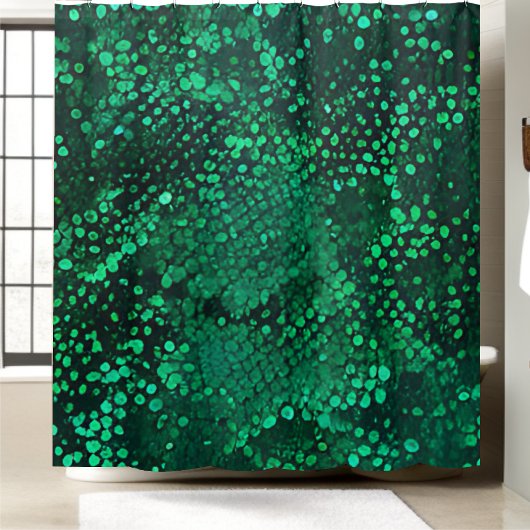 Glittering Green Sequin Duschvorhang