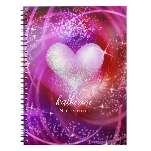 Glittering Heart Magenta Notizblock (Vorderseite)