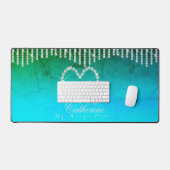 Glittering Hearts Aqua Desk Schreibtischunterlage (Tastatur & Maus)