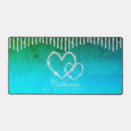 Glittering Hearts Aqua Desk Schreibtischunterlage