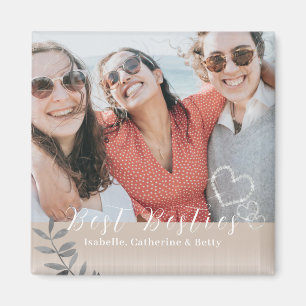 Glittering Hearts Besties Foto Magnet