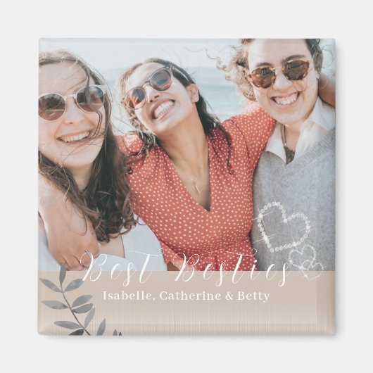 Glittering Hearts Besties Foto Magnet (Vorne)