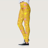 Glittering Hearts Pattern 01 BYellow BG Leggings (Links)