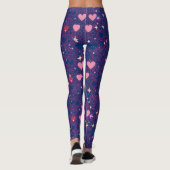 Glittering Hearts Pattern 01 DBlue BG Leggings (Rückseite)