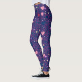 Glittering Hearts Pattern 01 DBlue BG Leggings (Links)