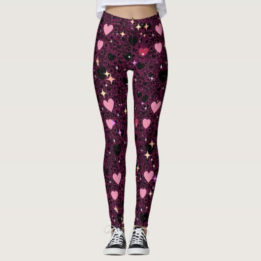 Glittering Hearts Pattern 01 Leggings (Vorderseite)