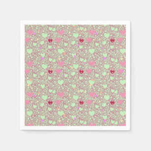 Glittering Hearts Pattern 01 LGreen BG Serviette