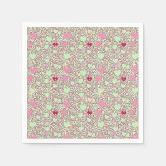 Glittering Hearts Pattern 01 LGreen BG Serviette (Vorderseite)