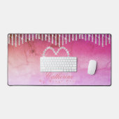 Glittering Hearts Pink Red Desk Mat Schreibtischunterlage (Tastatur & Maus)