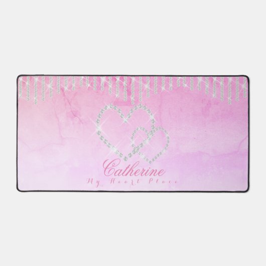 Glittering Hearts Rustikal Lila Schreibtischunterlage (Vorderseite)