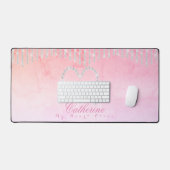 Glittering Hearts Rustikales Rosa Schreibtischunterlage (Tastatur & Maus)