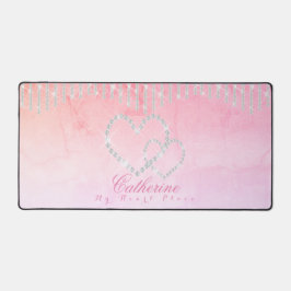 Glittering Hearts Rustikales Rosa Schreibtischunterlage