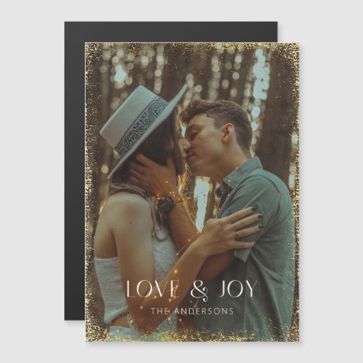 Glittering Liebe & Joliday Foto Magnetkarte (Vorne/Hinten)