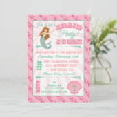 Glittering Mermaid Birthday Party Einladung (Stehend Vorderseite)