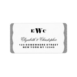 Glittering Monogram Wedding Address Label Adressaufkleber