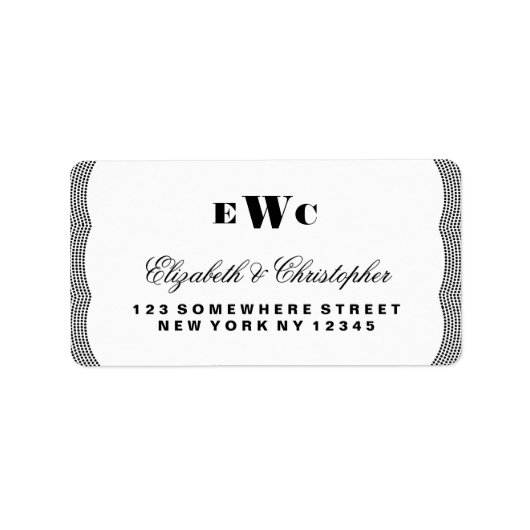 Glittering Monogram Wedding Address Label Adressaufkleber (Vorne)