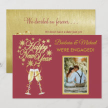 Glittering New Years Verlobung Gold Red Announce