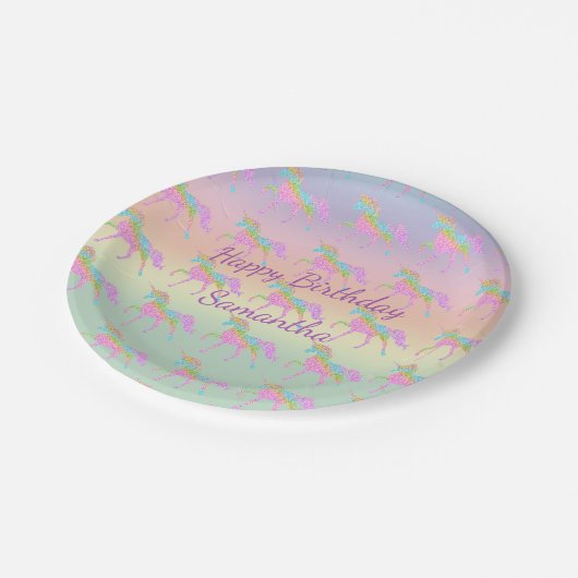 Glittering Pastel Unicorn Paper Teller (Schrägansicht)