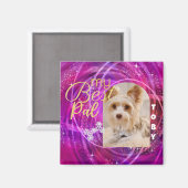 Glittering Pet Hund Foto Mangenta Magnet (Vorderseite/Rückseite)