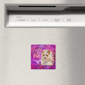 Glittering Pet Hund Foto Mangenta Magnet (In Situ (Geschirrspüler))