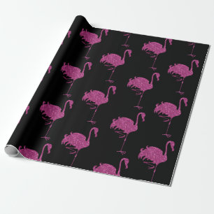 Glittering Pink Flamingos gepolstertes Muster auf Geschenkpapier