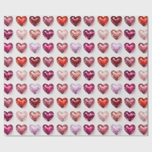 Glittering Pink & Red Disco Herzen Geschenkwrap Geschenkpapier (Flach)