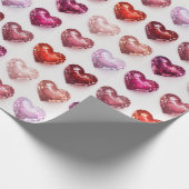 Glittering Pink & Red Disco Herzen Geschenkwrap Geschenkpapier (Ecke)