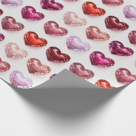 Glittering Pink & Red Disco Herzen Geschenkwrap Geschenkpapier (Ecke)