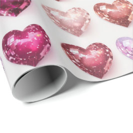 Glittering Pink & Red Disco Herzen Geschenkwrap Geschenkpapier
