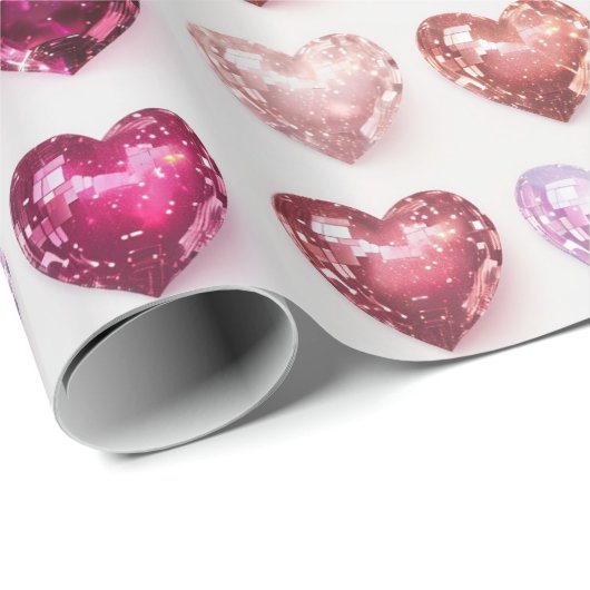 Glittering Pink & Red Disco Herzen Geschenkwrap Geschenkpapier (Rolleneckpunkt)
