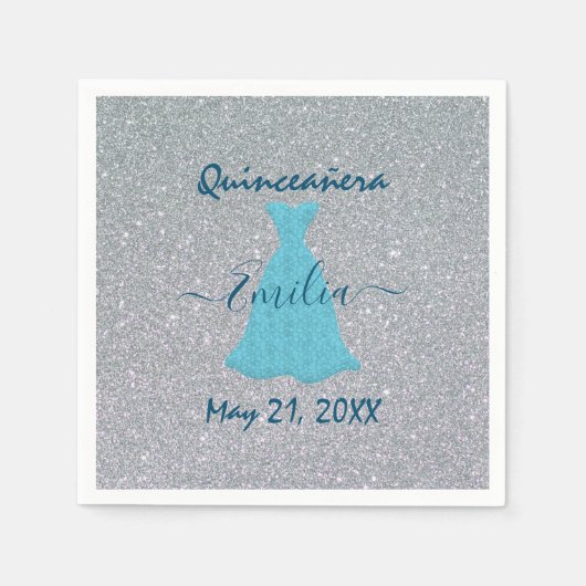 Glittering Quinceanera-Gedenken Serviette (Vorderseite)