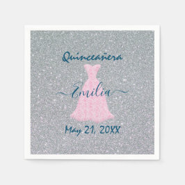 Glittering Quinceanera Gedenkfeier Napkins Serviette